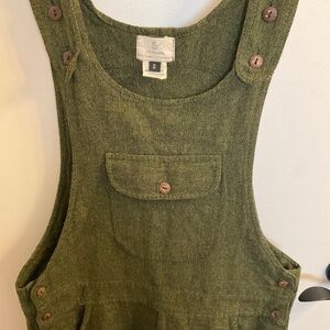 Green cotton overall jumpsuit with buttons by Ark Imports, size small